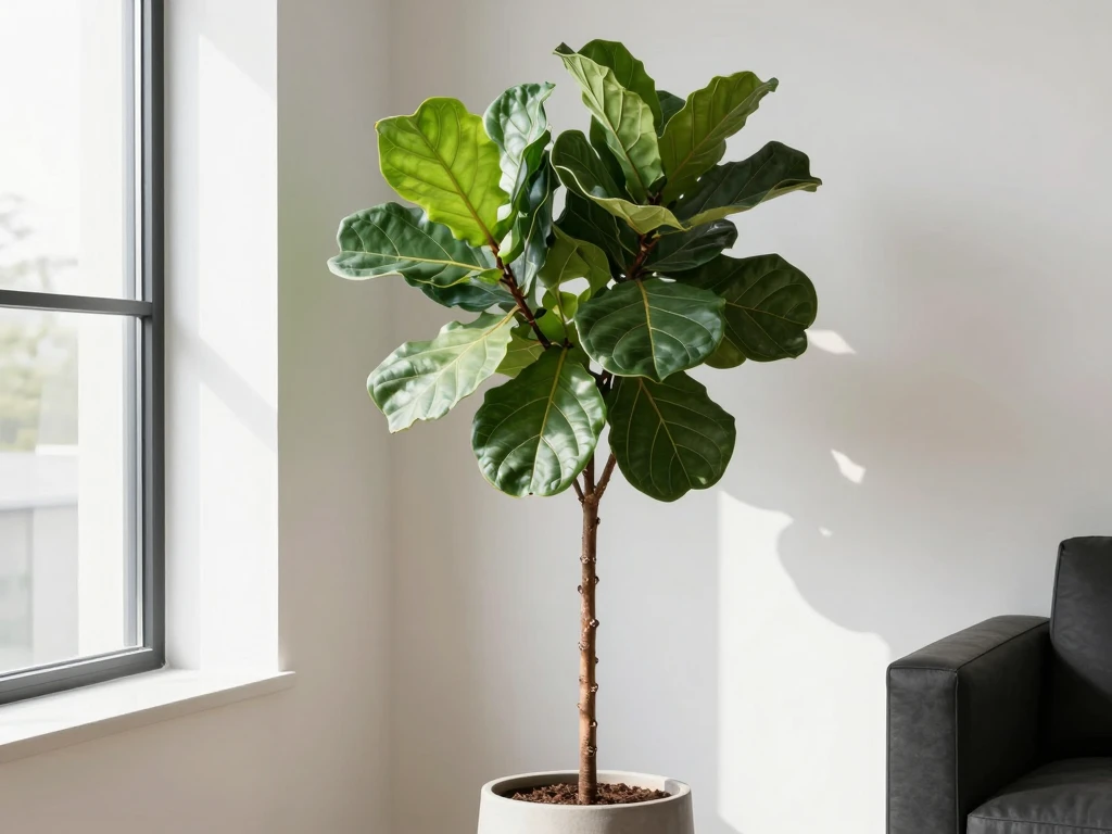 Fiddle Leaf Fig tall indoor tree with large glossy leaves